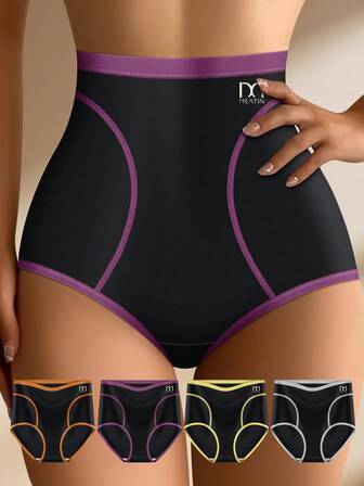 4pcs Women's High Waist Seamless Striped Panties, Soft Elastic & Comfortable