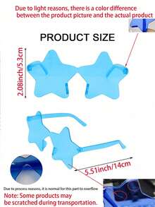 12 piezas Gafas de fiesta con forma de estrella sin marco, gafas de color de caramelo transparente de moda, recuerdos de fiesta, adecuadas para fiestas de piscina, fiestas de playa, fiestas de San Valentín, fiestas de verano, fiestas de cumpleaños, carnavales, eventos divertidos o regalos de fiesta, suministros para fiestas de Navidad, regalos de Navidad (Azul) - Multicolor - Ver 6