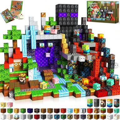 100 a 300 piezas Juego de bloques de construcción magnéticos para escena de bosque infernal, cubos de píxeles juguete educativo DIY creativo, kit de aprendizaje STEM para niños de 3 a 12 años, regalos de vuelta a clases/Halloween para niños y niñas