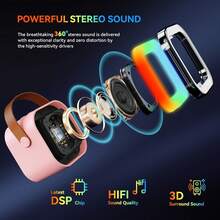 Mini Karaoke For Christmas/Birthday Gift,2-Microphone,For 2-14 Age Kids,(Pink,White,Blue,Purple) - Hồng - Xem 3