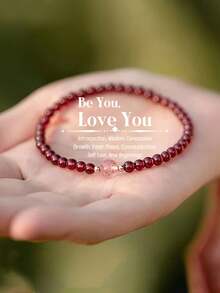 1件石榴石串珠手链，搭配草莓石英 - DIY女士手链礼物