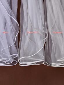 1pc Satin Edged Cathedral Wedding Bridal Veil With Comb, Suitable For Wedding, Bridal Accessories, Photography Props - 乳白色 - 查看 3