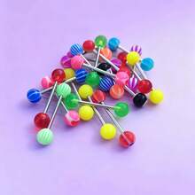 20/30/50个/包 1.6*16*6毫米 彩色舌钉，不锈钢杆配亚克力元素，人体穿刺饰品 - 彩色 - 查看 1