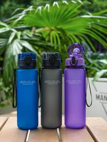 1件 700ml/25oz 啞光簡約圖案運動水壺，防漏瓶口，附手提繩，耐用，4色可選，Back T，開學第一天 - 彩色 - 查看 2
