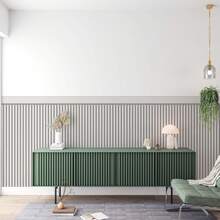 Misty Gray Slatted Adhesive Wallpaper With Stripe For Half Wall - Màu Xám nhạt - Xem 14