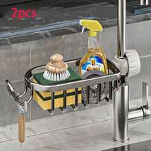 Estante de almacenamiento para grifo de baño, soporte para jabón de ducha, organización de baño, estantes de ducha, accesorios de baño - 2 unidades grises - Ver 13