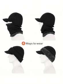 2pcs/Set Winter Knit Hat, Balaclava, Anti-Slip Touch Screen Gloves Set, Warm Ski Mask Cap, Unisex