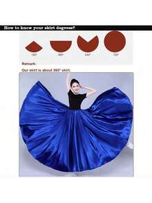 Chân váy maxi khiêu vũ thời trang, chân váy phồng xẻ tà đôi bằng satin dành cho nữ, thích hợp cho múa bụng, flamenco, nhạc rock. - Nhiều màu - Xem 8