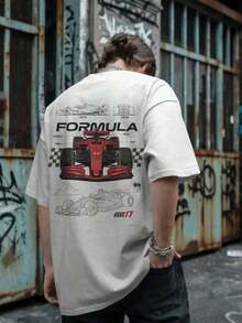 Car Graphic-Shirt| Formula Racing Speed Tee| Unisex Casual Streetwear Top| Grand Prix Motorsport Enthusiast Shirt| Vintage Retro Racing Aesthetic Cotton Tee LRXD - 白色 - 查看 5