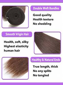 8A级直发发束，18英寸巴西真人发束，未经加工的处女发，直发编织，8-22英寸，巧克力棕色，4号色