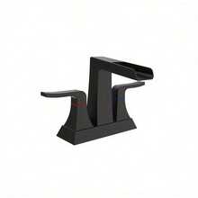 方形双把手浴室水龙头 - 不锈钢冷热水双控，扁平设计，带供水软管，现代简约风格 - 黑色 - 查看 7