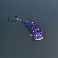 1Pc 3D Printed Movable Galaxy Keychain - Dark Blue Gradient Whale Shark Charm, Starry Constellation Fashion Accessory For Women - 彩色 - 查看 13