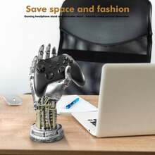 1个赛博朋克3D打印游戏手柄/耳机支架 - 多功能桌面收纳架，适用于游戏手柄和手机 | 机械风格装饰 | 完美适用于家庭和办公室，5，游戏配件，展示柜，桌面装饰，男友礼物，腕带礼物 - 彩色 - 查看 12
