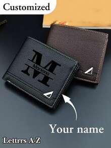 1pc Personalized Men's Wallet, Father's Day Gift, Can Customize Photo And Name, Father's Day Gift, Men's Gift, Dad's Birthday Gift, Personalized Gift, School Supplies, Back To School, Office Supplies, School Supplies, Classroom Supplies, Teacher Gift - Multicolor - View 1