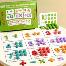 Wooden Math Counting Matching Board, Wooden Number Counting Pegboard Toy With Math Symbol Blocks, Early Learning 1-10 Number Recognition & Addition Subtraction Educational Game For Kids 3+ Years Old Boys Girls, Birthday, And Christmas Gift - Multicolor - View 9