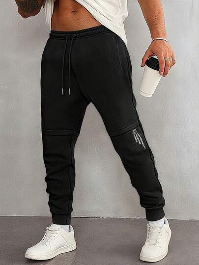 1pc Men's Casual Sports Pants, Slim Fit With Cuffed Hem, Suitable For Indoor And Outdoor Activities, Also Can Be Gifted To Couples. Made Of 100% Polyester Fabric With Drawstring Waistband For Adjustable Fit, Available In Multiple Colors.