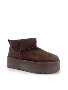 2024 Autumn/Winter New Women Snow Boots Slip-On Slippers, Thick Platform, Dual-Use Cotton Padded Shoes For Outdoor Wear - Brown - View 3