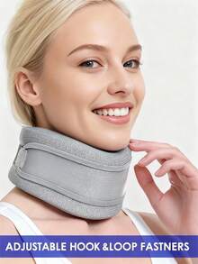 1 Pc- Adjustable Neck Brace Cervical Collar With Detachable Support Plate, Soft Foam Wraps, Comfortable Neck Support Brace For Night Time, Daily Life, Travel, Grey, For Neck Circumference:20-40cm/ 7.8-15.7in - Grey - View 6