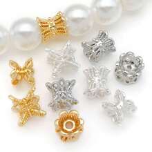 5pcs 18k Gold Plated Bead Caps Double Flower Bead Caps Filigree Flower Beads Brass Bead Spacers Double End Bead Caps For Jewelry Making Bracelets Earrings Supplies Women