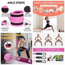 Bandas Elasticas Fitness, Barra de Pilates Multifuncional de 11 Piezas, Bandas de Tobillo para Entrenamiento, Equipo de Ejercicio Glteos para Mujeres Piernas y Glteos - HORA - Ver 1