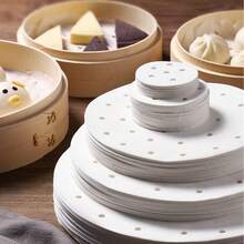 Disposable Round Steamer Liners, Non-Stick Steaming Paper Pad For Buns, Steamed Bread, Home Use - Multicolor - View 1