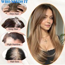 D18Inch Hair Toppers For Women With Thinning Hair Heat Resistant Fibre Synthetic 6.5" X 6.5" Base Long Layered Topper For Women Ombre Blonde With Dark Root 18Inch - OmbreBlondewithDarkRoot - View 5