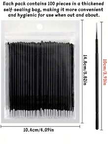 1000/500/100pcs Disposable Eyelash Brushes, Eyelash Extension Cleaning Brushes, Disposable Eyelash Applicator Wands, Soft Flocked Eyelash Care Cotton Swabs, Disposable Daily Cleaning Swabs, Suitable For Eyelash Extension, Eyelash Cleaning, Glue Residue Removal, Makeup Use, Mascara Removal And Eyebrow Grooming, Professional Eyelash Extension Cleaning Tools, Essential Makeup Tools For Home/Salon Use - Black - View 5