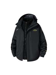 户外软壳外套，三合一可拆卸保暖内衬，防风防水，适合秋冬季穿着，黑色 - 黑色 - 查看 2