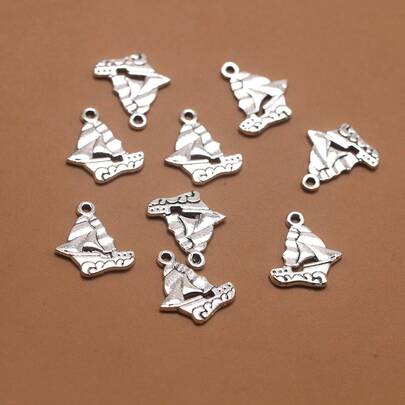 12pcs Zinc Alloy Ancient Silver Sailboat Pendant Marine Style Ocean Boat Charms Bulk For Necklace Bracelet Jewelry Making Accessories Craft Supplies 17x19mm