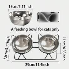 Support surélevé pour bol de chat, double couche en acier inoxydable et fer, mangeoire surélevée, anti-vomissement et protection de la colonne vertébrale, facile à nettoyer et stable, alimentation saine, anti-basculement, convient aux chats British Shorthair - 1L - Voir 6