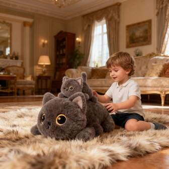 Muñeco de peluche suave de gato lindo, relleno de poliéster, regalo de cumpleaños, reunión familiar, fiesta para amigos y familiares, regalo diario para abrazar