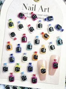 30pcs Cartoon Nail Art Decorations, Realistic Miniature Beverage, Juice, Soda Shapes, Suitable For Daily, Holiday And Party, Adorable Nail Art Accessories, DIY Nails Nail Supplies - Multicolor - View 6