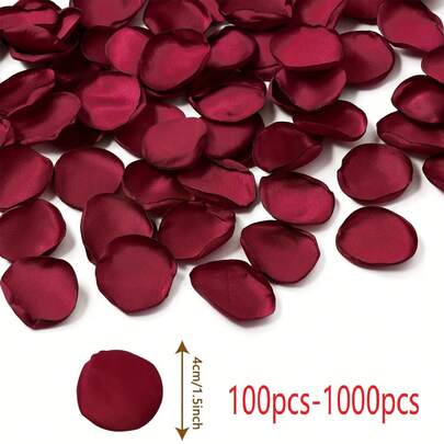 100/1000pcs Burgundy Artificial Rose Petals - A Core Item For Wedding Decorations, Suitable For Flower Embellishments, Aisle Embellishments, And Centerpiece Decorations. Perfect For Valentine's Day, Engagements, Proposals, And Romantic Evenings.