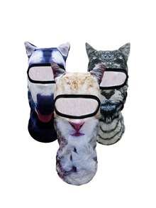 Całoroczna ochronna maska na twarz ze wzorem zwierzęcym, wiatroszczelna maska narciarska z nadrukiem cyfrowym 3D do aktywności na świeżym powietrzu