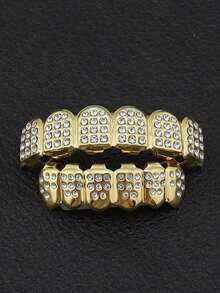 6件套镶钻闪亮嘻哈牙套，派对/夜店配饰，男女通用圣诞节/情人节礼物