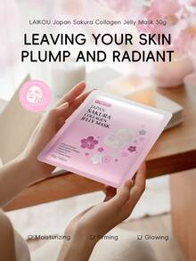 LAIKOU 5pcs Japanese Sakura Collagen Jelly Face Mask, 30g*5pcs, Moisturizing Jelly Mask, Pore Minimizing, Hydrating & Brightening, Ideal Gift For Women & Girls For Travel, Camping, Hiking, Outdoor Activities - Pink - View 2
