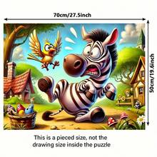 1000pcs Large Cartoon Jigsaw Puzzle, Cute Zebra And Bird Paper Puzzle, Full Of Vitality, DIY Stress Relief And Intellectual Challenge Game For Adults And Teenagers, Family Interactive Game Puzzle, DIY Home And Office Decor (Frameless), Ideal Intellectual Game Gift For Birthday, Christmas, New Year And Valentine's Day - Multicolor - View 5