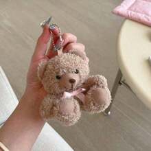 Cute 3D Bow Teddy Bear Brown Plush Earphone Compatible With 1/2, Pro 3/2/4 - 棕色 - 查看 4