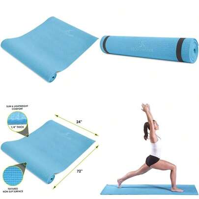 ProsourceFit - Alfombrilla de ejercicio de yoga original de 1.4 pulgadas (6 mm) de grosor para mayor comodidad y estabilidad con correas de transporte, antideslizante, varios colores(Aqua)
