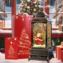 YQQ [Función de Temporizador navideñas RetroLuces de Regalo de Papá Noel 8 música navideña USB o Alimentado por batería 10.6"x 3.9"1234 - Bronce - Ver 1