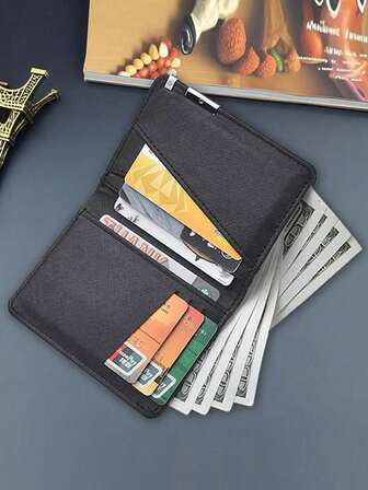 1pc Minimalist Ultra-Thin Credit Card Wallet Multi-Card Slots Business Style Driving License And Credit Card Holder Geometric Interior Design Non-Woven Suitable For Daily Use And Holiday Gifts For Women For Men Money Wallet Mini Wallet Purse Wallet Small Wallet Gifts For Men Men Gifts Wallet Men