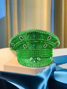 1 pieza Gorra de capitán con rhinestones, accesorios de fanático, sombrero de fiesta