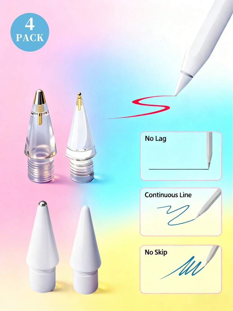 6pcs Replacement Nibs, Compatible With 1st/2nd Generation Apple Pencil; Pen Tips, Compatible With 2nd/1st Generation IPad Pro Pencil, Includes Tip Cover, Pen Sleeve And Replacement Cap Accessories, Suitable As Birthday And Holiday Gifts For Mother, Family And Friends. - Multicolor - View 9