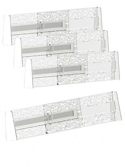 1/2/4pcs Acrylic Divider Organizer Set, Modern Minimalist Frosted Transparent, Flexible Drawer Cabinet Partition DIY Tool, New Year & Back To School Gift (Free: Positioning Stickers)