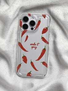 Chili Print Transparent Phone Case Compatible With Apple 13/11/12/16/14/15/15 Pro/15 Plus/15 Pro Max/7 Plus/8 Plus/X/XS Max/XR/11 Pro/12 Pro/13 Pro/14 Pro/12 Mini/13 Mini/11 Pro Max/12 Pro Max/13 Pro Max/14 Pro Max/14 Plus/6/6S/6 Plus/7/8/16 Pro/16 Plus/16 Pro Max/SE & Compatible With Samsung Galaxy A54/A14/A12/A13/A15/A32/A33/A24/A52S/S20/S21/S22/S23/S24/S23 Plus/S24 Ultra/S25/A15/A33/A23 - Multicolor - View 1