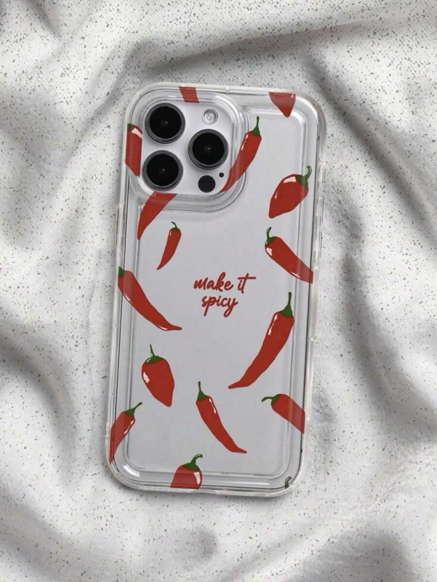 Chili Print Transparent Phone Case Compatible With Apple 13/11/12/16/14/15/15 Pro/15 Plus/15 Pro Max/7 Plus/8 Plus/X/XS Max/XR/11 Pro/12 Pro/13 Pro/14 Pro/12 Mini/13 Mini/11 Pro Max/12 Pro Max/13 Pro Max/14 Pro Max/14 Plus/6/6S/6 Plus/7/8/16 Pro/16 Plus/16 Pro Max/SE & Compatible With Samsung Galaxy A54/A14/A12/A13/A15/A32/A33/A24/A52S/S20/S21/S22/S23/S24/S23 Plus/S24 Ultra/S25/A15/A33/A23 - Multicolor - View 1
