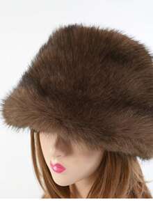 1pc Faux Fox/Mink Fur Bucket Hat, Fashionable And Versatile High-End Gift Cap Cold Weather Outfit Women