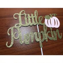 DLittle Pumpkin Cake Topper Gold And Pink Little Pumpkin Baby Shower Cake Topper For Little Pumpkin 1st Birthday Baby Shower Cake Plies - GoldandPinkPumpkin - View 4