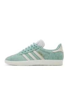 Adidas 阿迪达斯 Gazelle W 浅绿色女款麂皮鞋面 OrthoLite® 鞋垫 金色品牌标识 经典系带 IG4393 - 白綠色 - 查看 1