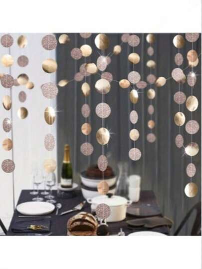 4米/串圆形三角旗花环，派对背景装饰，适用于婚礼、毕业典礼、生日